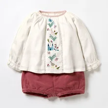 Little maven 2-7Years Осень Кролик Pattern Хлопок Малыш Девушка Комплект Одежды детская Осень Бутик Наряды Комплекты Для Ребенка