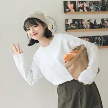 Best Price Autumn New Woman Tshirts Long Sleeve Solid Simple Thickened Elastic Cotton Soft Comfortable Base Student Tops Harajuku Clothes