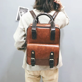 

2020 Vintage Leather Backpack Laptop Anti Theft Brown Bags Men Waterproof Travel Big Women Designer Mochila Feminina