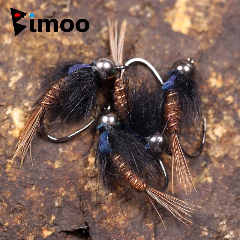 Bimoo 6 шт. #8 #10 #12 флэш-обратно фазан хвост Нимфа мокрая муха Рокки река форель