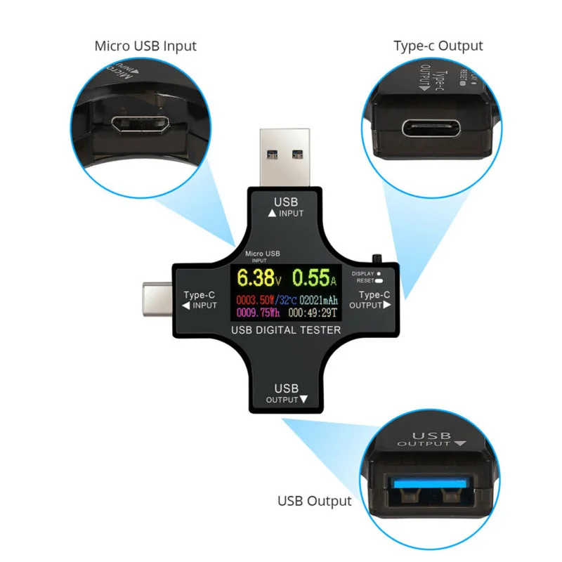 USB C тестеры питания тип-c USB тестер цифровой измеритель напряжения и тока многофункциональный