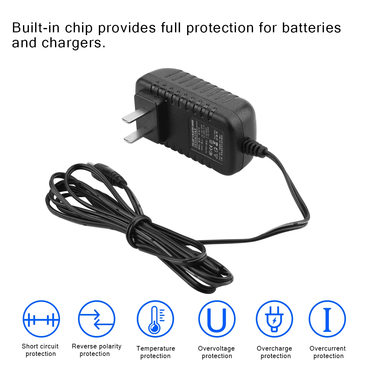 Chargeur intelligent pour batterie RC 3S 12.6V 1A avec 6 connecteurs, présenté avec ses accessoires et câbles.