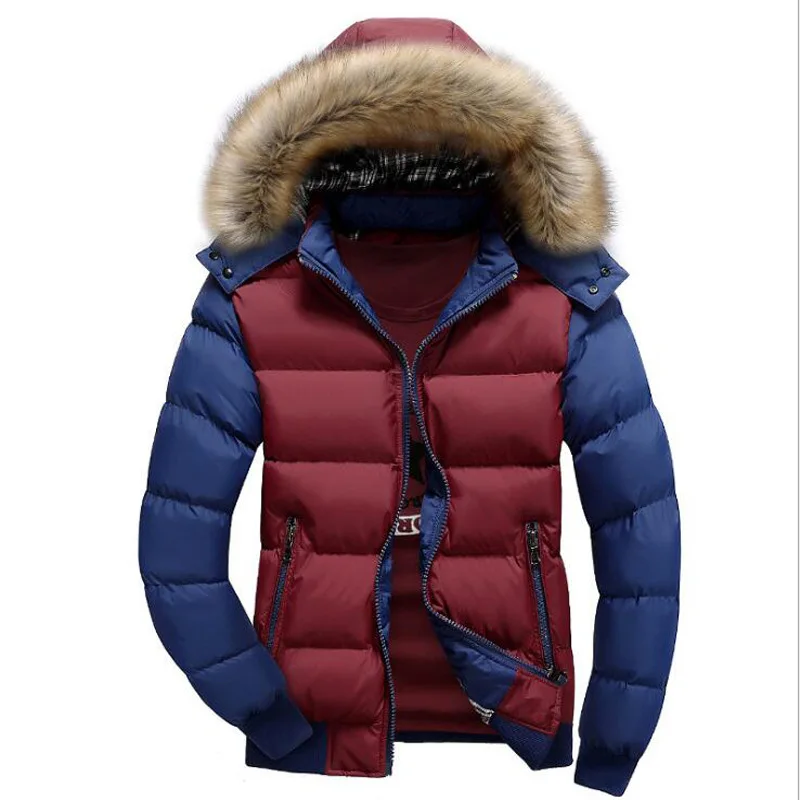 Plus-sized Menswear Hooded Removable Shoulder Large Fur Collar Warm Cotton Overcoat My1086