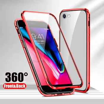 

Magnetic Adsorption Phone Case For iPhone se case 2020 Double Sided Tempered Glass Cases on the for iphone se2020 s e iphonese