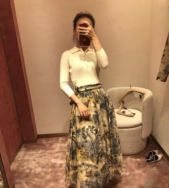 

Women's Ladies/Pleated/Cartoon/Tulle/Midi/ Long/Office /Velvet/Chiffon/Floral/High Waist/fringe/Skirt Autumn /Winter Vadim 2019