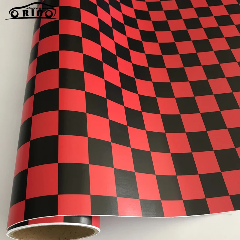 Black Red Checkered Flag Vinyl Wrap Sticker-2