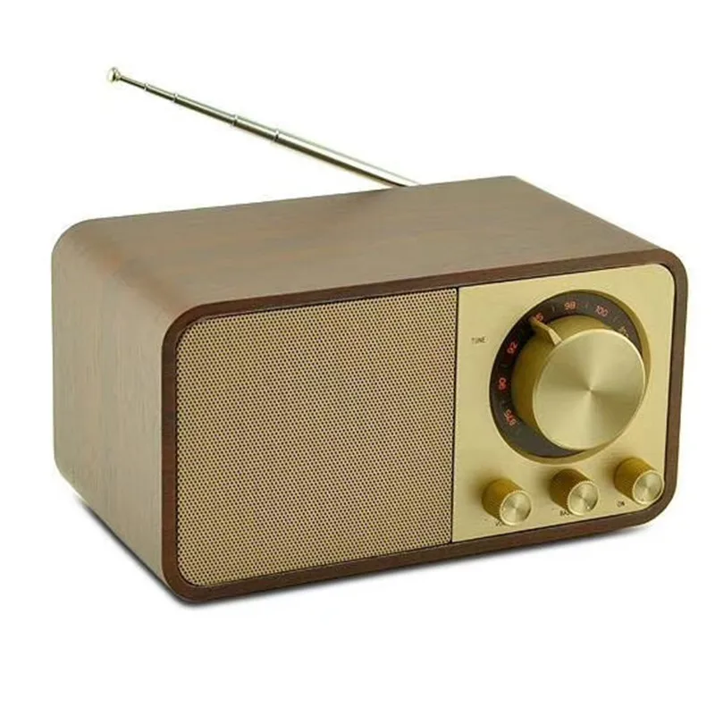 Ceny Retro przenośny głośnik bluetooth drewniane Plug in karty Radio FM z anteny odtwarzacz bezprzewodowy Audio Subwoofer Caixa De, aby F4075