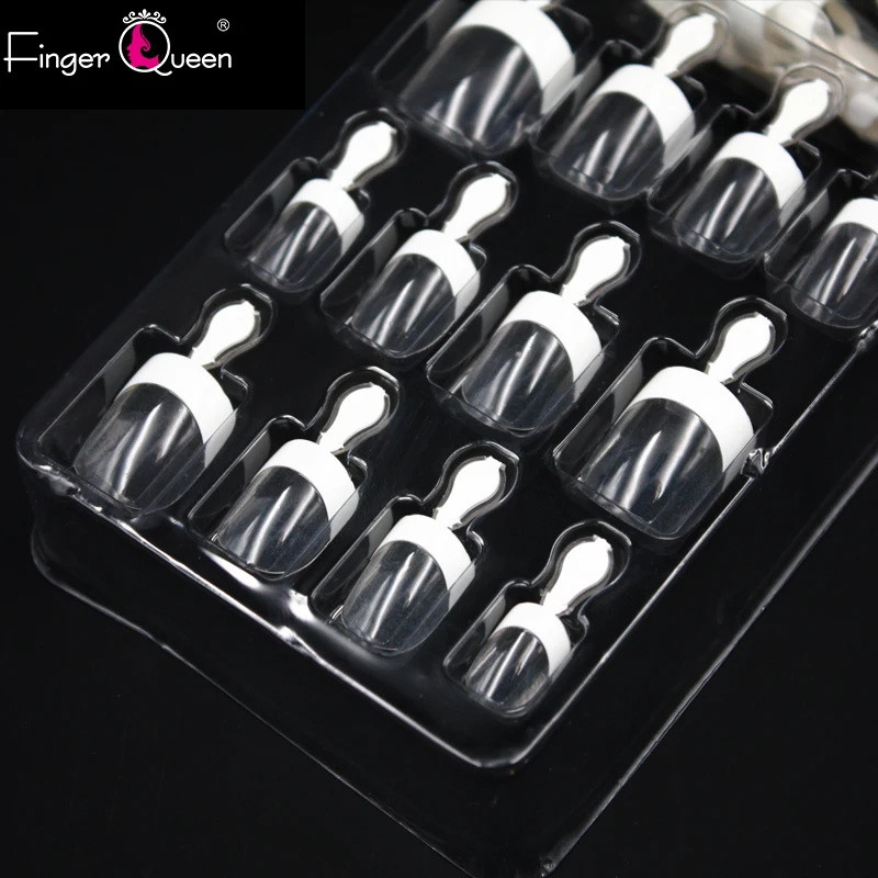 Fingerqueen 100 шт+ коробка удобный ложный гвоздь полностью покрыты поддельные ногти белый/прозрачный/натуральные круглые гвозди
