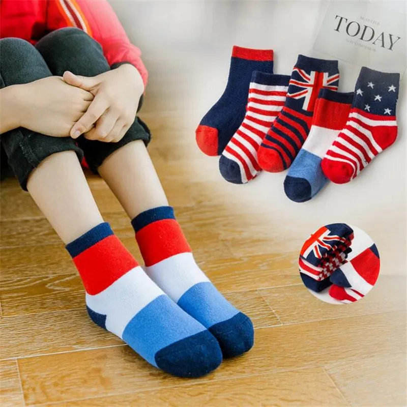 5 пар носков в году, осенне-зимние детские носки для мальчиков и девочек хлопок, утолщенные детские носки мод милый мультфильм мягкий детский носок От 1 до 12 лет
