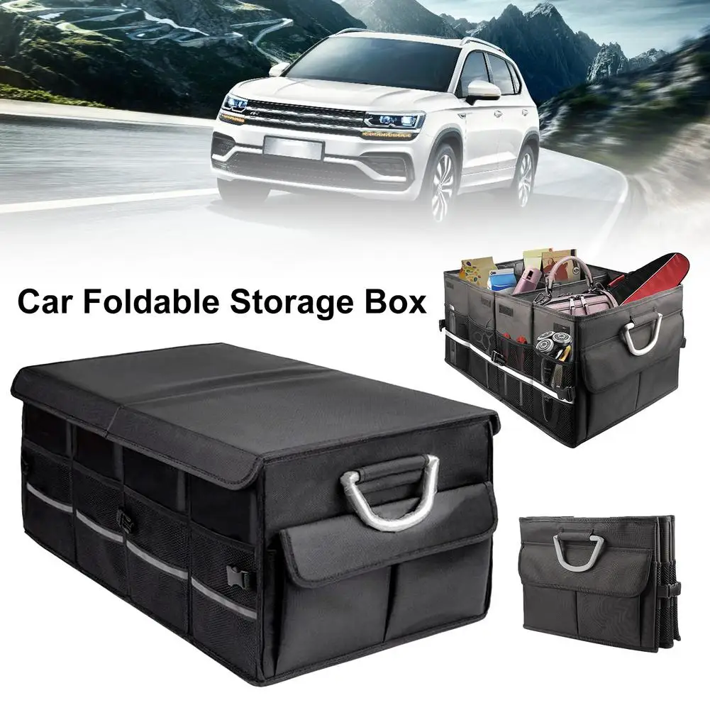 Organizador do porta-malas do carro, caixa de armazenamento, grande  capacidade, tecido oxford, à prova d'água, inclinável, dobrável - AliExpress