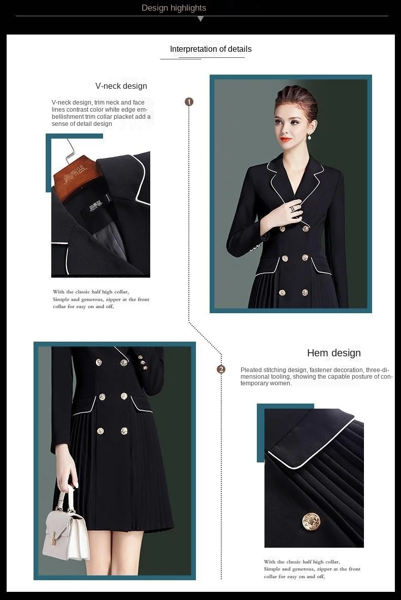 High-end elegant dress female new fashion temperament autumn 2023 women's button dress suit