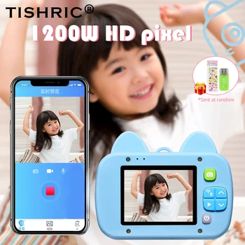 

TISHRIC Children's Camera Kids Fash Digital Mini Cartoon Cat with Wifi Function Memory Card Gift 1080p Video Selfie Child Camera