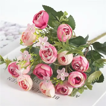 13 head Tea Roses Bundle Home Living Room Wedding Decoration Flores Silk Artificial Flower