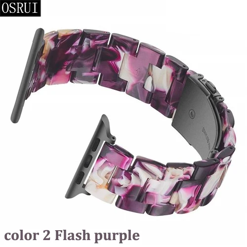 2 Flash purple Ремешок из смолы для apple watch ремешок 44 мм 40 мм correa 42 мм 38 мм iwatch 5 4 3 2 Аксессуары для браслетов pulseira apple watch ремешок - Цвет ремешка: 2 Flash purple