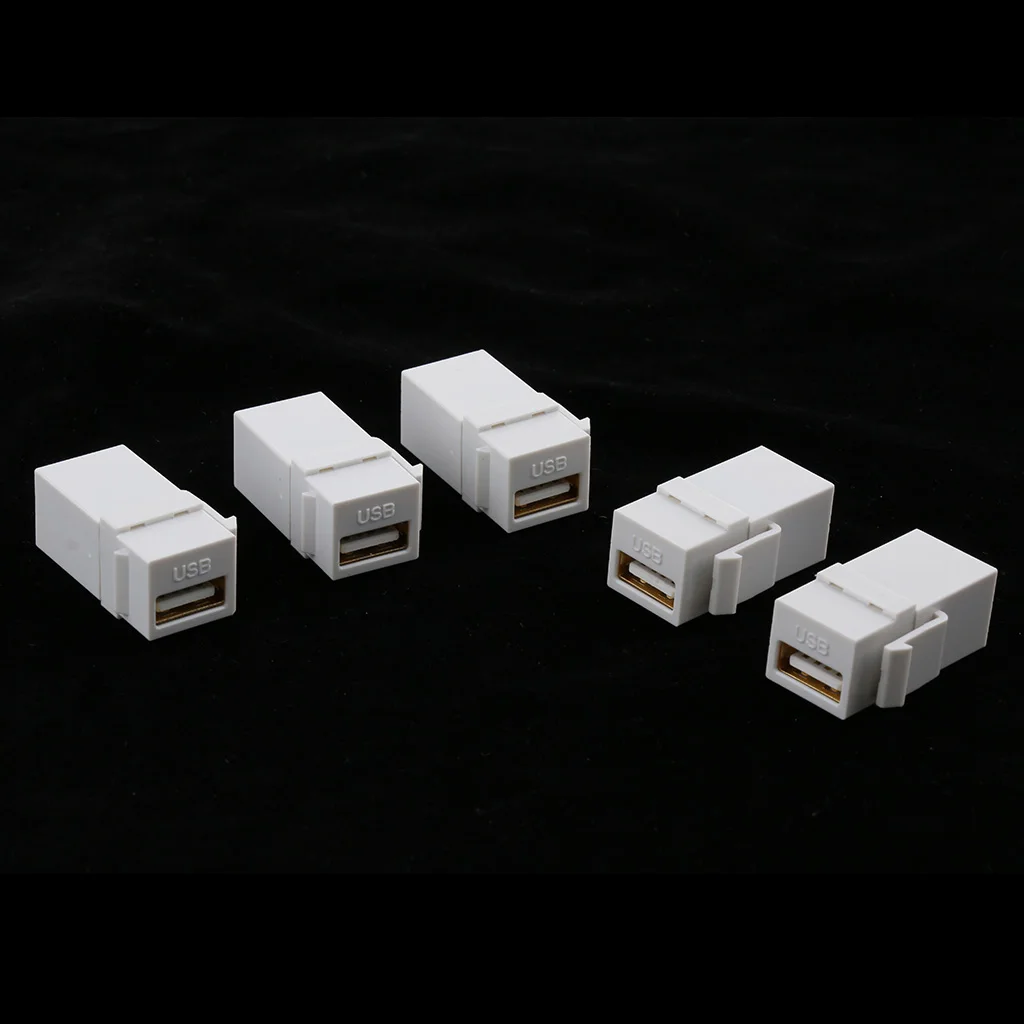5 Pack USB 2.0 A Female To Female Panel Mount Insert Adapter Connector Reusable keystone jack design