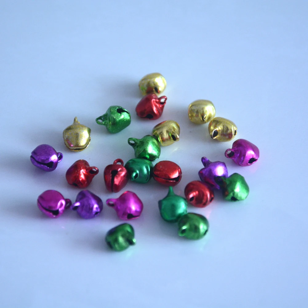 6/8/10MM 100 pcs/lot Mix Colors Loose Beads Small Jingle Bells Christmas Decoration Gift Wholesale