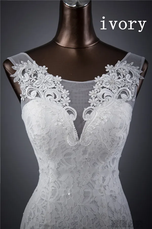 Высококачественные элегантные красивые кружевные свадебные платья с цветами и русалочкой vestidos de noiva robe de mariage, свадебные платья - Цвет: Слоновая кость