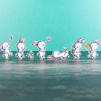 

Cute Rabbit Metal Cutting Dies And Clear Stamps Transparent Silicone Seal For Diy Scrapbooking Photo Album Decorative