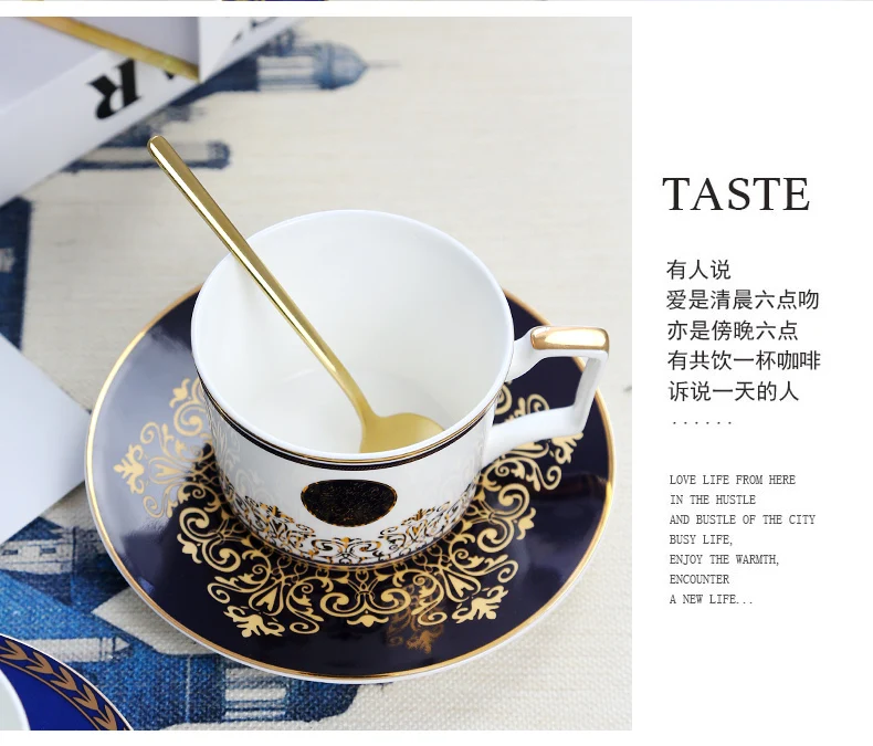 225 мл, мелкая костяная китайская кофейная чашка и блюдце с золотой ложкой, Забавный модный дизайн, zakka кафе tazas кофейная чашка