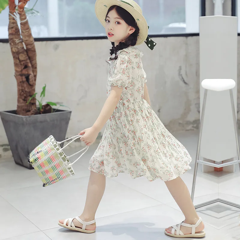 

Girls Childrenswear 2019 Summer New Style Big Boy Korean-style chao yang Gas Dress Children Fashionable Chiffon Skirt Fashion