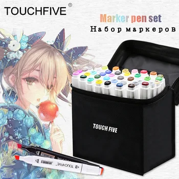 

TouchFive Markers 30/40/60/80 Color Drawing Sketch Art Marker Pen Double Tips Alcoholic Pens For Artist Manga Markers Art School