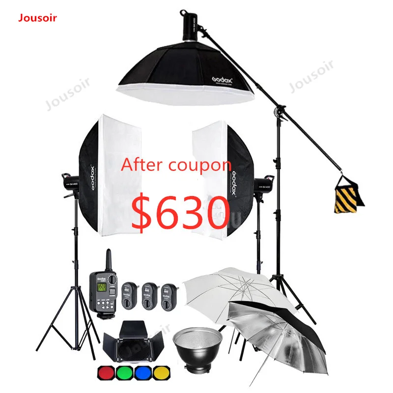 Godox SK400 1200 Вт/3x400 WS Студия Вспышка стробоскоп комплект освещения+ 60x90 см софтбокс+ осветительная подставка и стрела рычаг+ триггер CD50 T03 K1