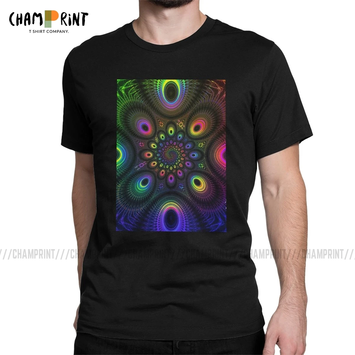 Мужская футболка с надписью The Beginning новинка принтом Trippy Blacklight Psychedelic топы в стиле