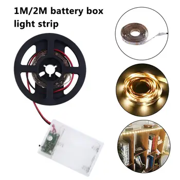 

1M/2M Resin Flexible Battery LED Lights Strip Ribbon 2835smd Waterproof Warm White DIY Household Lights For Hallways, Stairs