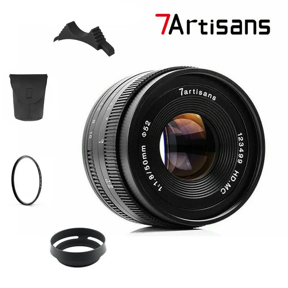 7artisans 50 мм F1.8 ручной объектив для камеры Canon EOS M A7 A7II A7R Sony E Mount Fuji FX Macro MFT/ M4/3