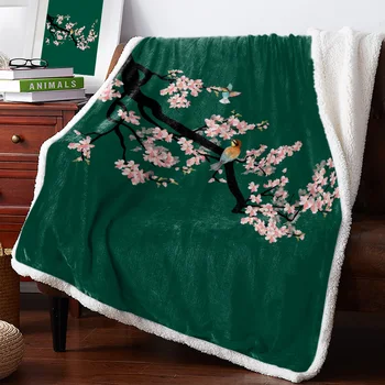 

Bird Flower Chinese Style Spring Warm Soft Blanket Office Sofa Plush Blanket Bedspreads Quilt Drop Ship