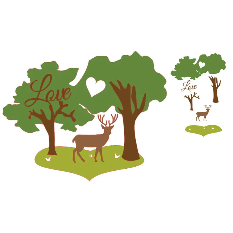 

YaMinSanNiO Love Deer Tree Metal Cutting Dies Scrapbooking Craft Dies Embossing Stencil Die Cut Card Making New Dies for 2019