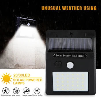 

20/30 Leds Solar Powered Lamp Sunlight Waterproof PIR Motion Sensor Street Light For Garden Decoration