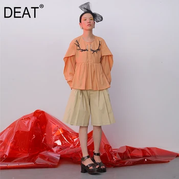 

[DEAT] 2020 Women's Autumn Fashion Trend New Pattern Pleated Bright Line Decorative Solid Color Wide-leg Mid Waist Pants AI507