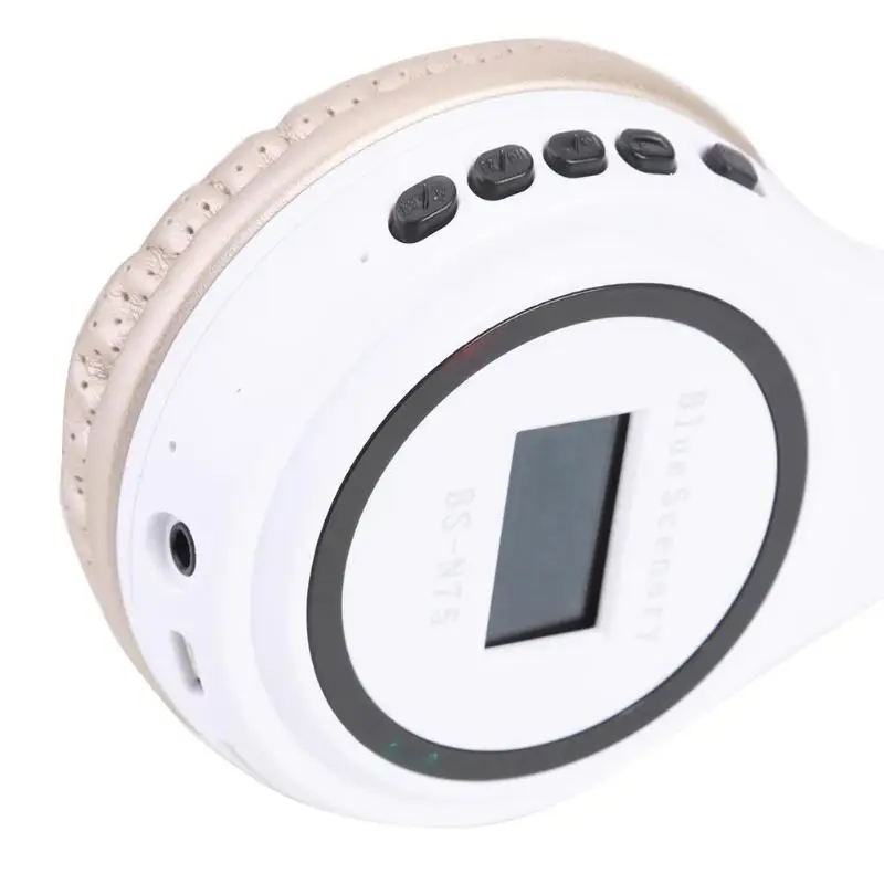 BS-N75 Bluetooth стерео беспроводные наушники музыкальный плеер гарнитура с микрофоном светодиодный FM удобный дизайн атмосферной формы