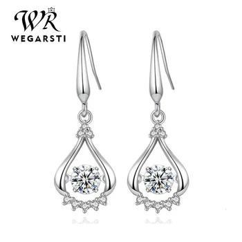 

WEGARASTI Silver 925 Jewelry Zircon Drop Earrings For Women Real 100% Silver Earring Wholesale Party Wedding Gift Earring Silver