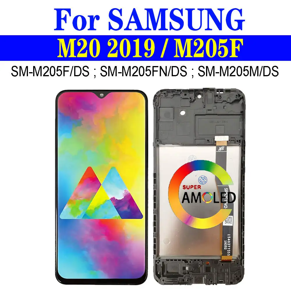 Дисплей для Samsung Galaxy M20 M205 ЖК-дисплей с рамкой 2019/DS M205FN M205M сенсорный экран