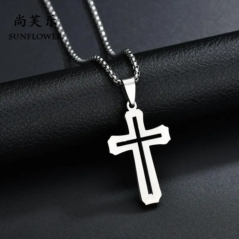 Христианские модные ювелирные изделия оптом из нержавеющей стали крест ожерелье