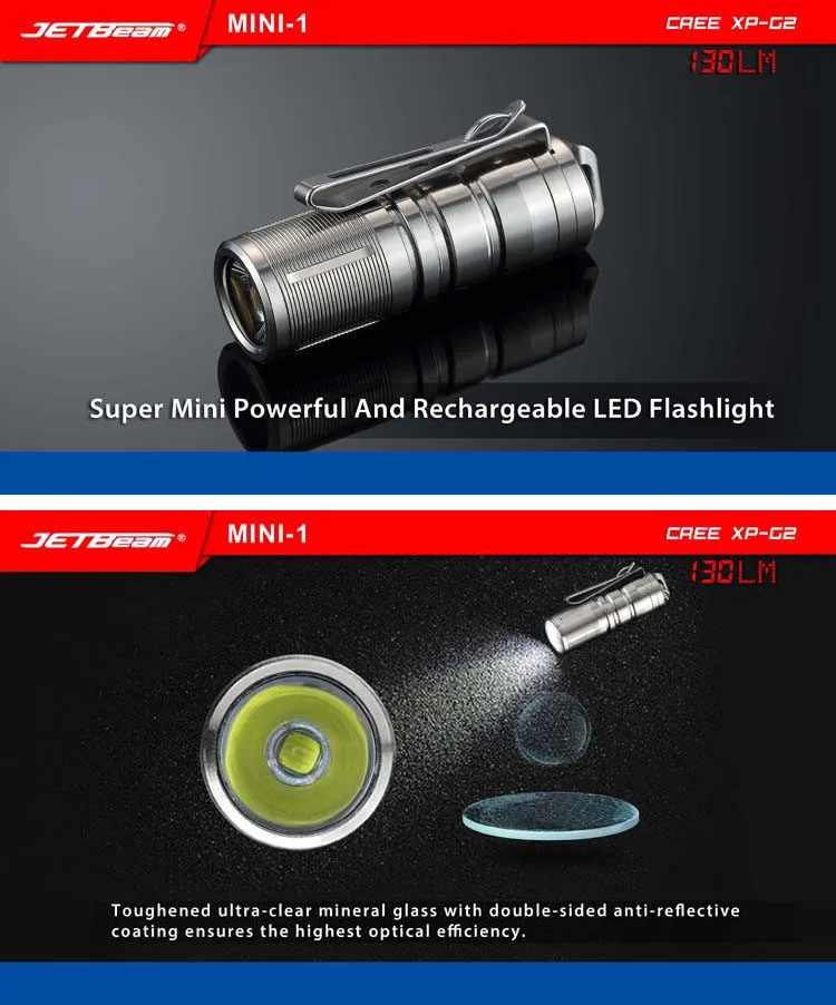 JETbeam Mini-1 TI titanium XP-G2 130LM USB Перезаряжаемый Мини светодиодный фонарик водонепроницаемый фонарь прожектор лампа для кемпинга портативный