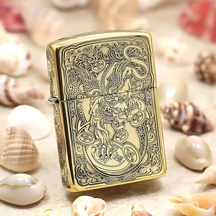 Оригинальная масляная Зажигалка Zippo медные счастливые храбровые войска