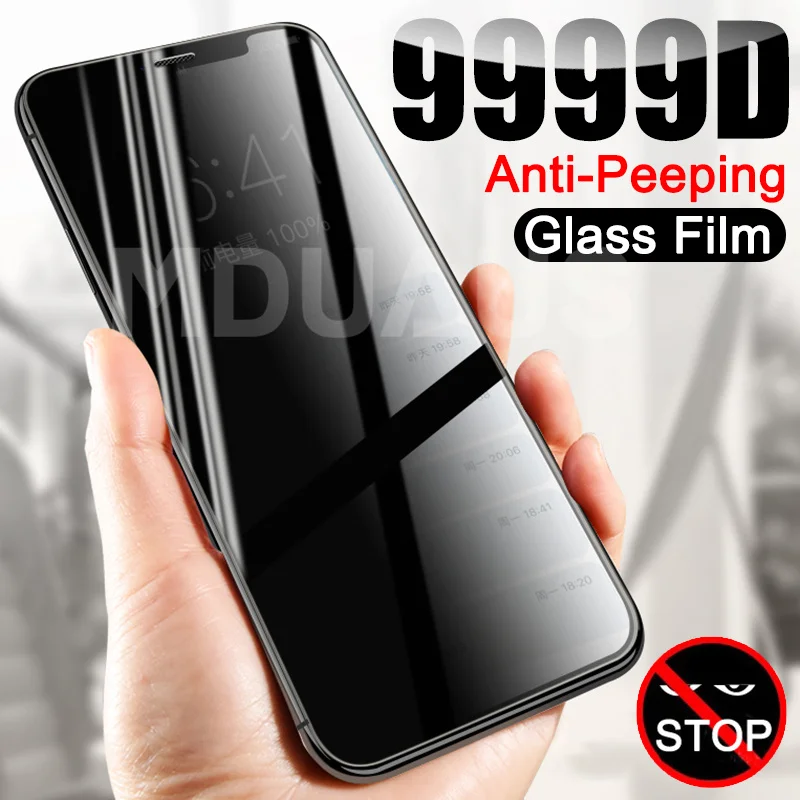 9999D Private Screen Protector For iPhone 12 11 Pro XS Max X XR Anti-Spy Tempered Glass iPhone 8 7 6 6S Plus 5S SE Privacy Glass