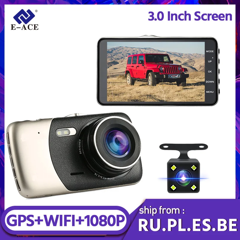 E ACE B07 Автомобильный видеорегистратор 4 0 дюймов Dashcam Full HD 1080P Dash cam Видео