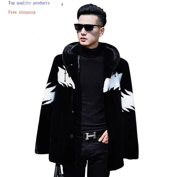 

Natural Mink Fur Coat Men Winter Jacket Hooded Real Fur Coat Fashion Warm Luxury Mens Mink Jackets 2020 KJ3309