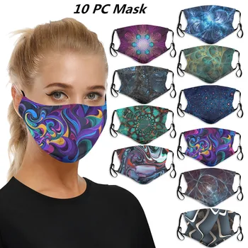 

10 Pc Unisex Vintage Cotton Mouth Mask Reusable Dustproof Washable Face Mask Anime Masks Earloop For Cycling Camp Mascarillas