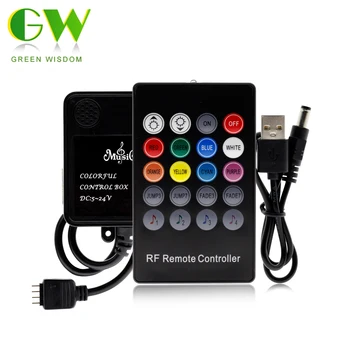 

DC5V-24V Music Controller Black 20 Keys Music RF Remote Controllers Sound Sensor for 2835 3528 5050 RGB LED Strip Light