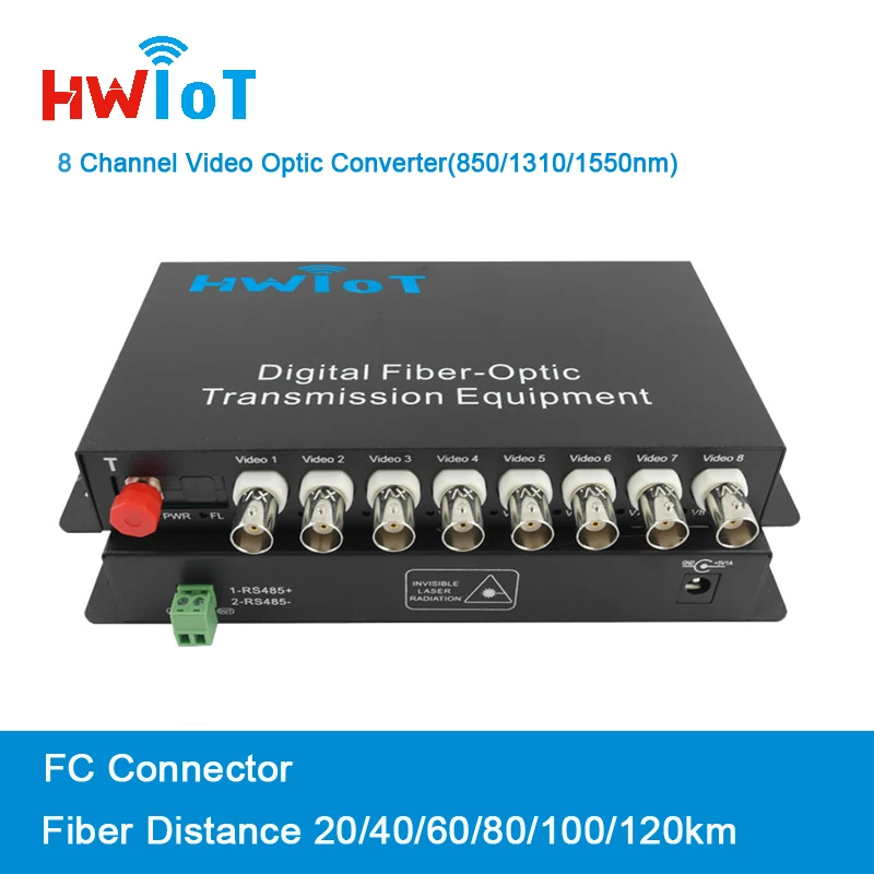 8 Channel Fiber Optic Video Media Converter for HD-TVI/CVI/AHD Camera with or without RS485 Including Transmitter and Receiver 2 dvi fiber extender single mode fiber optic media converter 10km 1920 1200 60hz video transmitter and receiver