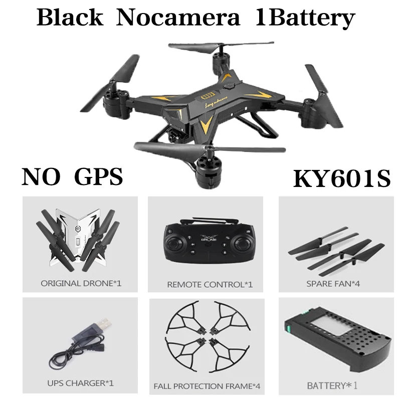 Black Nocamera 1B Новое поступление, gps Дрон, Квадрокоптер, 2000 метров, Контроль расстояния, Радиоуправляемый вертолет, Дрон с 5G 4K HD камерой, складной KY601G KY601S - Цвет: Black Nocamera 1B