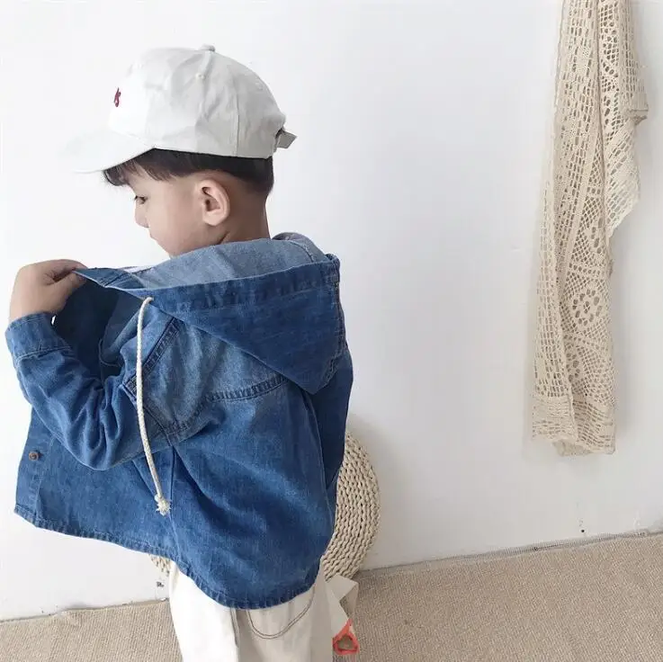 New Style Girls Boys Hooded Denim Coat Autumn Fashion Kids Clothes Baby Jacket 1-7 Years