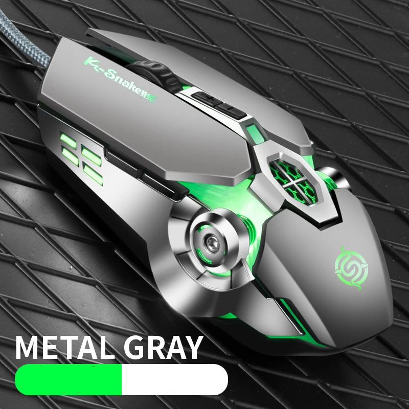 Metal Gray Механическая мышь компьютерная мышь Проводная игровая мини Бесшумная мышь для Pubg игровая мышь геймерская мышь с RGB светодиодный свет - Цвет: Metal Gray