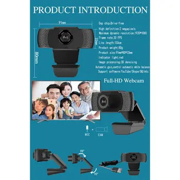 

1PC 1080p Webcam USB Camera Video Recording Web Camera with Microphone PC Computer