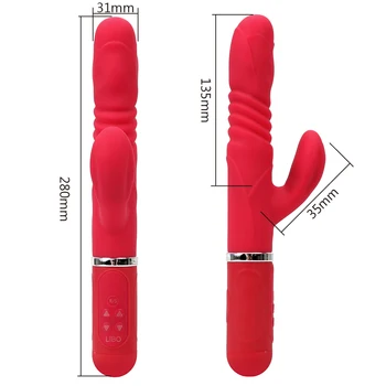 Telescopic 360 Degrees Rotation Rabbit Vibrator G-spot Massage Clitoris Stimulator Sex Toys for Woman Transfer Beads AV Wand 6